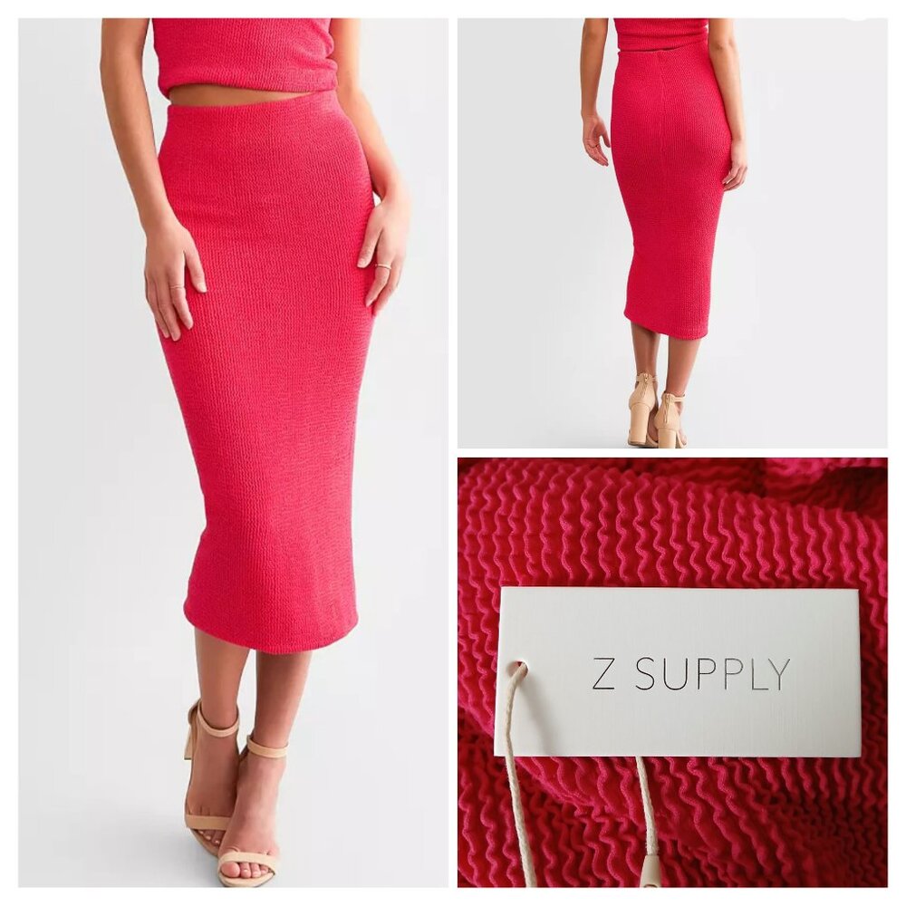 NWT Z Supply Skirt XS/S Aveen Midi Dragon Fruit Textured